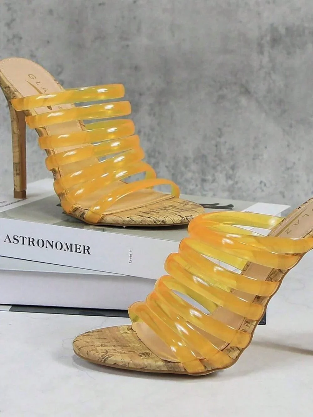 Yellow Sexy Women's Strappy Cork High Heel